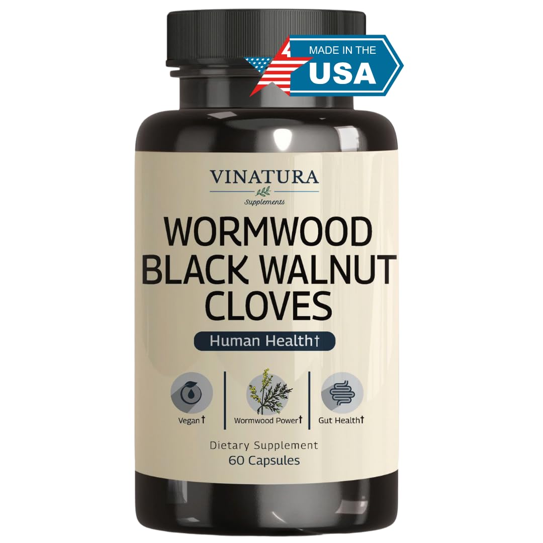 VINATURA Wormwood Black Walnut Clove Capsules – Cleanse, Detox & Gut Health Supplement | 60 Capsules