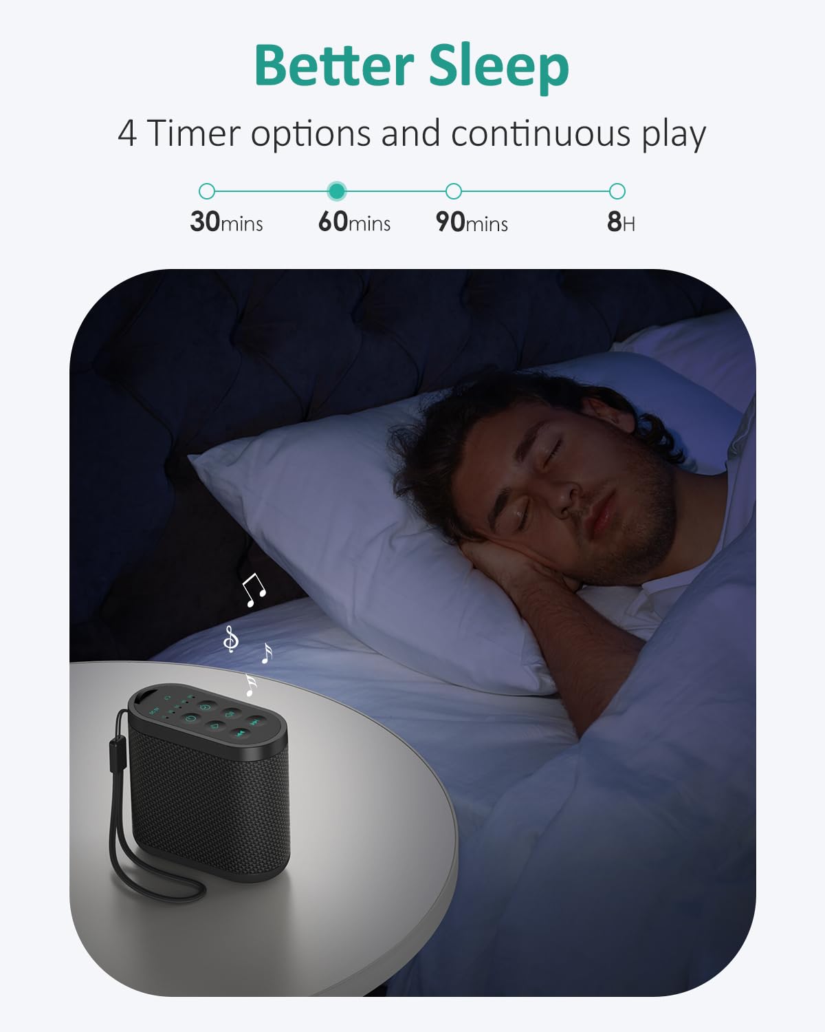 Vindsbay Portable White Noise Sound Machine (Brown/Pink/White) – 21 Sounds, 52h Battery, USB-C, Travel