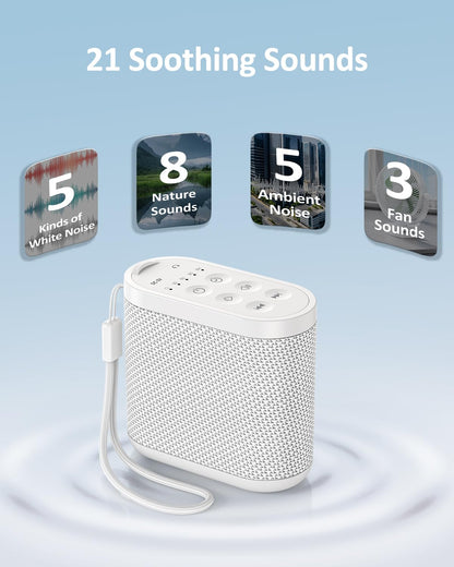 Vindsbay Portable Travel Sound Machine – 21 Sounds, 2000mAh Battery, Headphone Jack