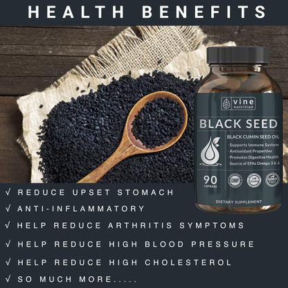 Vine Nutrition Black Seed Oil Capsules 500 mg - Immune & Heart Health