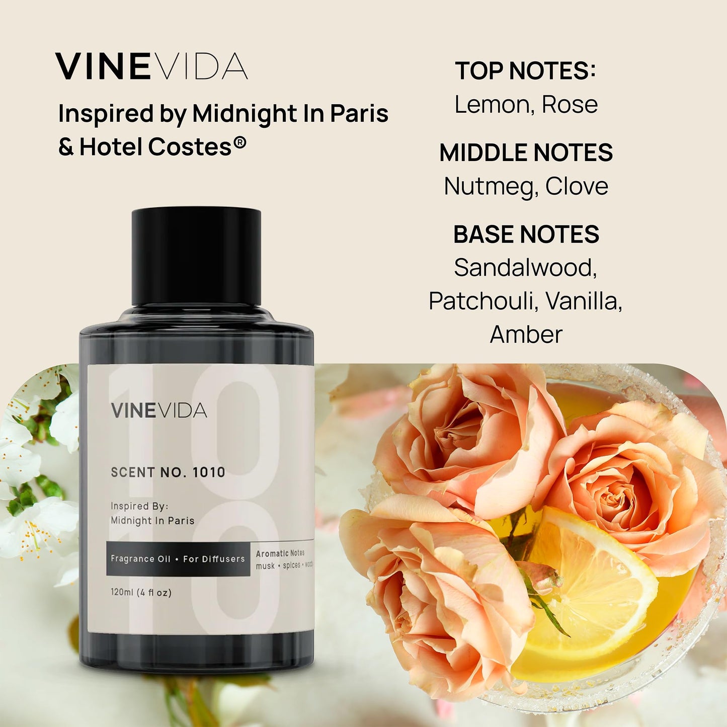 VINEVIDA 4-pk Hotel Fragrance Collection – Cold Air Diffuser Scents 1002, 1019, 1012 & 1010