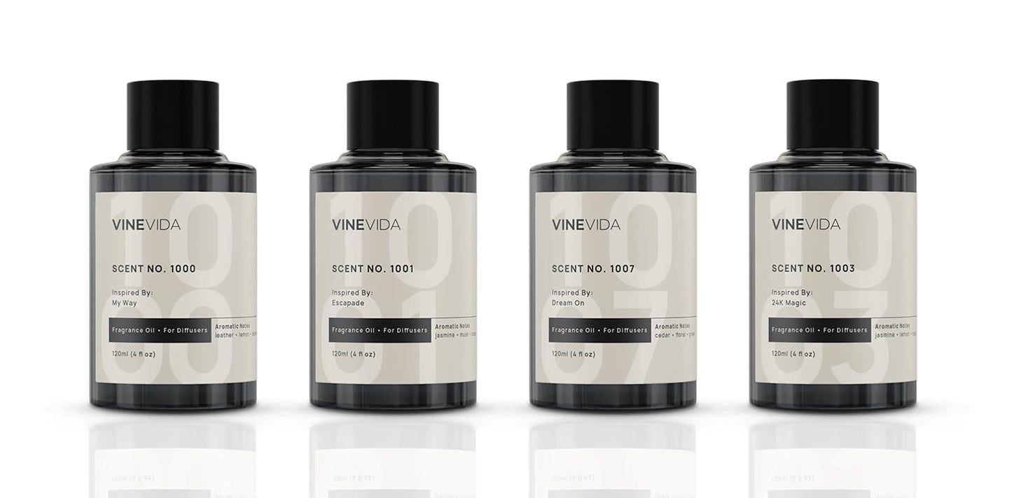 VINEVIDA Pack of 4 Hotel Fragrance Diffuser Oils | No. 1000, 1001, 1007, 1003