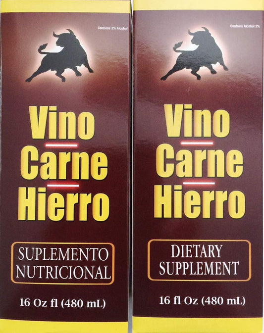 Vino Carne Hierro 16 Fl oz. 2-Pack BritishVita | Premium UK Vitamins & Wellness Supplements
