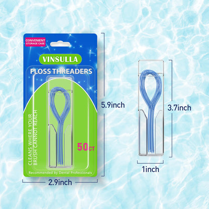 VINSULLA Floss Threaders for Braces, Bridges & Implants - 50 Count (Pack of 3)