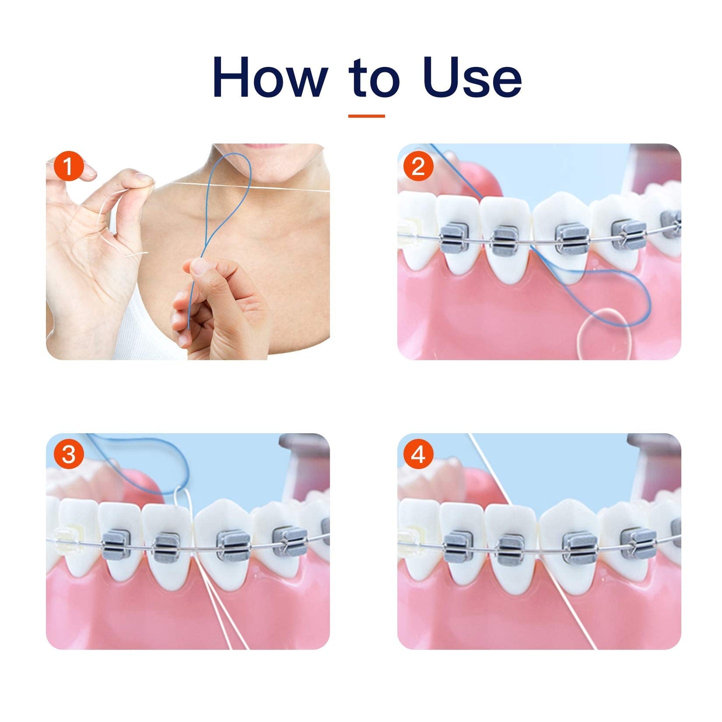 VINSULLA Floss Threaders for Braces, Bridges & Implants - 50 Count (Pack of 3)