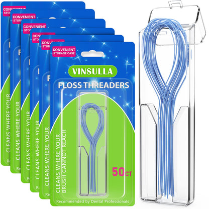 VINSULLA Floss Threaders for Braces, Bridges & Implants – 300 Count (Pack of 6)
