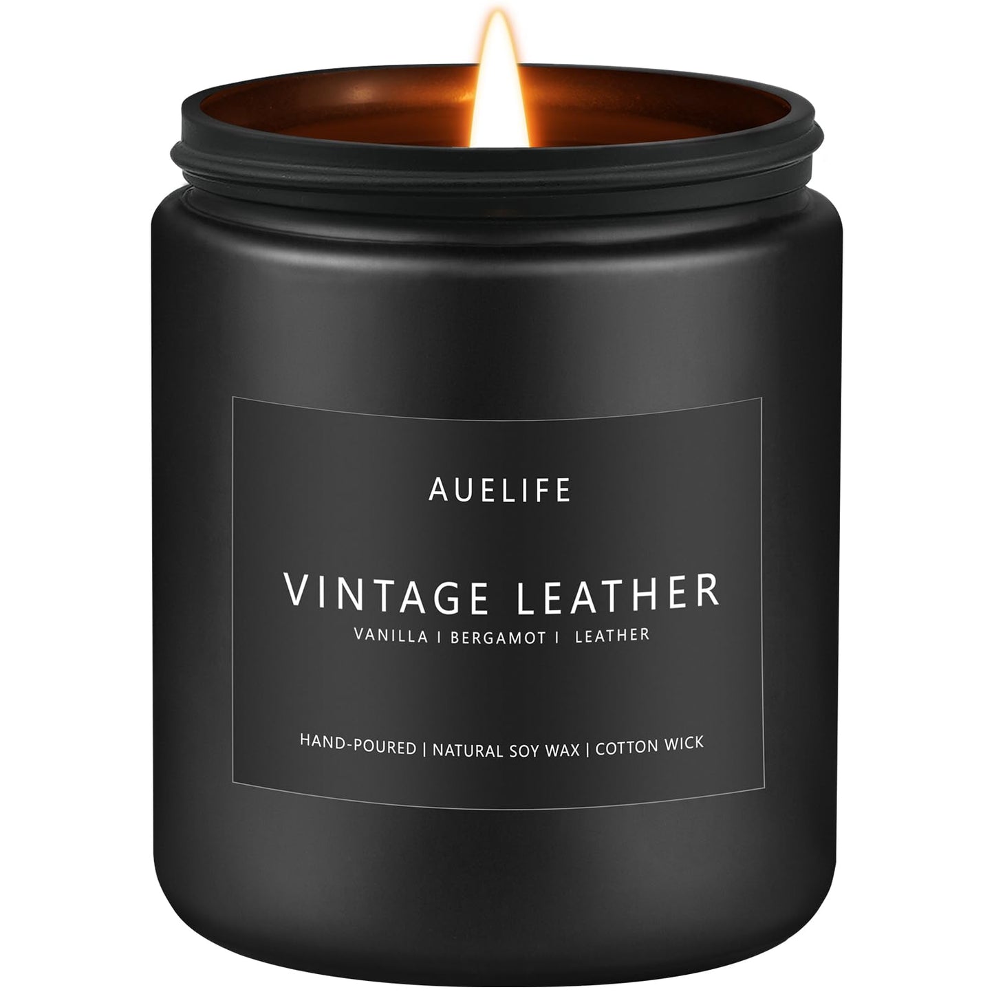 Vintage Leather Candle - Soy, Black Jar 7oz | Men's Scented Candles, Gifts for Him