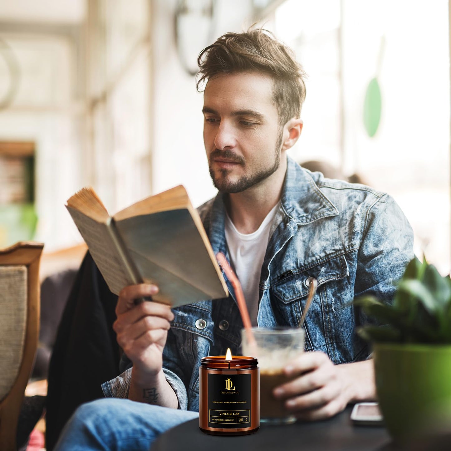 Vintage Oak Scented Candles – 7oz Soy Candle, 50 Hour Burn Time | Gift for Men & Women