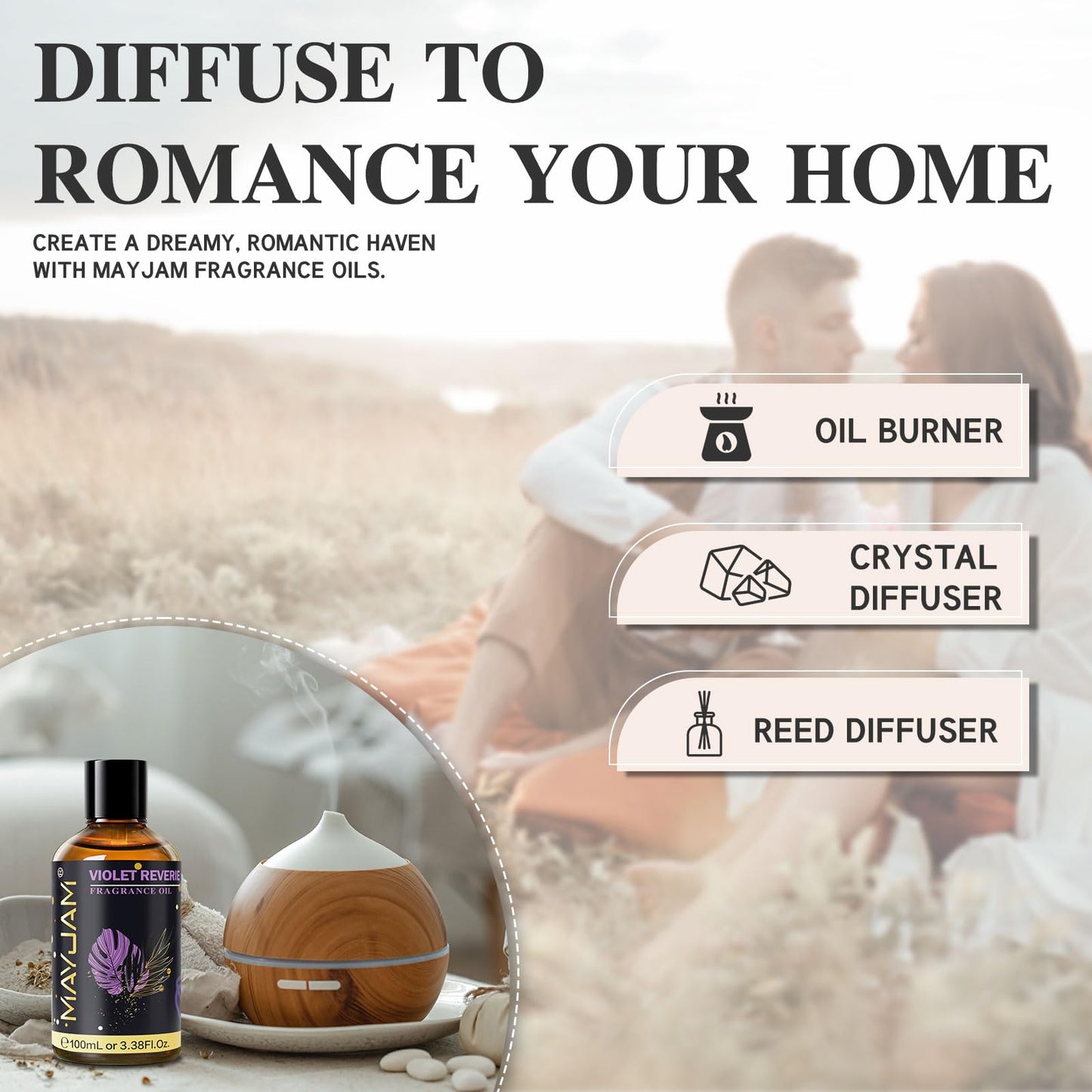 Violet Reverie Fragrance Oil 100ml | MAYJAM for Diffusers, Soaps & Candles