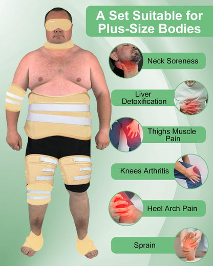 Viowey Castor Oil Pack Wrap Kit - 11 Pieces for Stomach, Feet, Knees, Neck, Eyes (Plus Size)