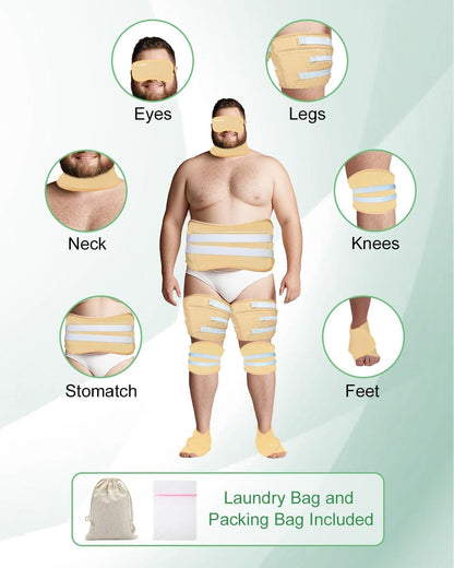 Viowey Castor Oil Pack Wrap Kit - 11 Pieces for Stomach, Feet, Knees, Neck, Eyes (Plus Size)