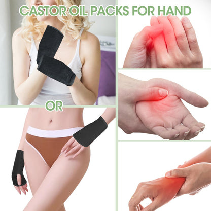 Viowey Castor Oil Pack Wrap for Women – Reusable, Machine Washable, 6 Pcs, Black