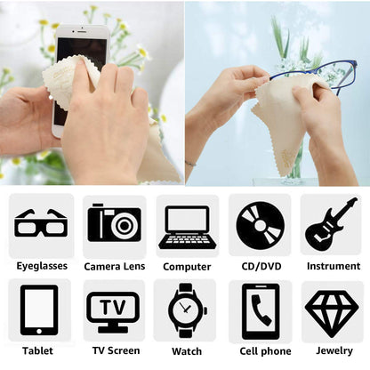 VIPbuy 4 Pack Natural Chamois Cleaning Cloths (8x8) for Glasses & Screens