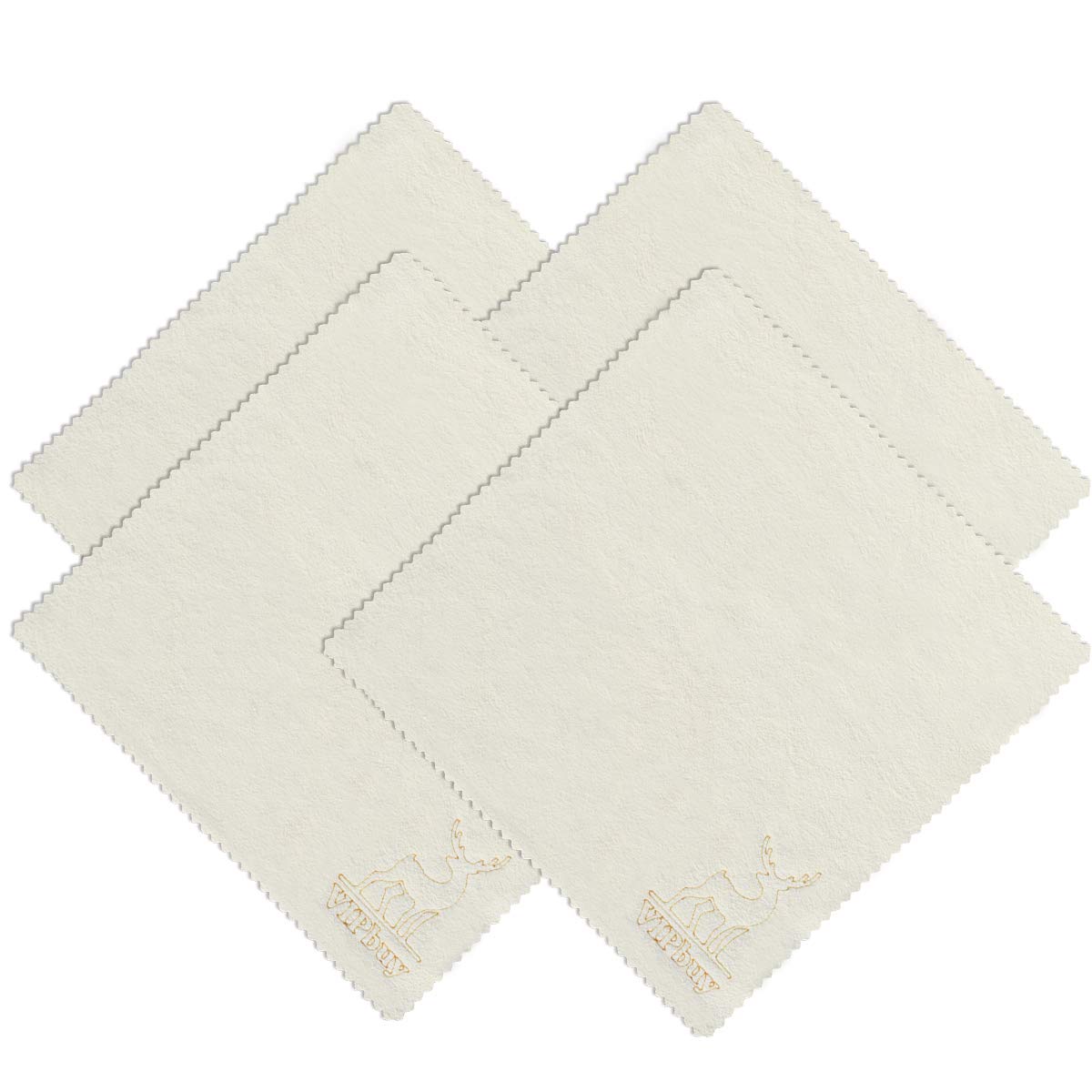 VIPbuy 4 Pack 6x6 Natural Chamois Glasses Cleaning Cloths – Scratch-Free, Ultra Absorbent