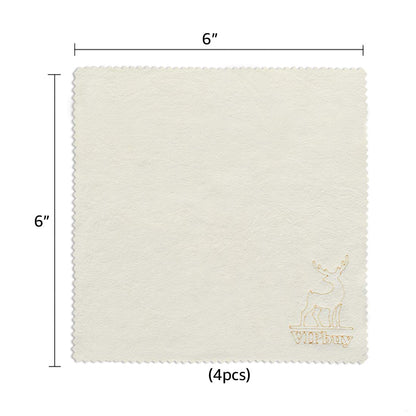 VIPbuy 4 Pack 6x6 Natural Chamois Glasses Cleaning Cloths – Scratch-Free, Ultra Absorbent