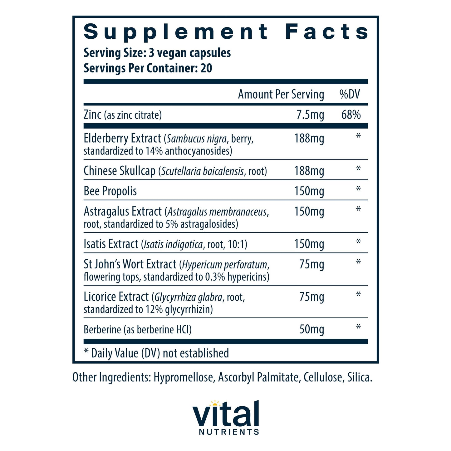 Vital Nutrients ViraCon | Vegan Immune Support with Zinc, Elderberry & Licorice Root | 60 Capsules