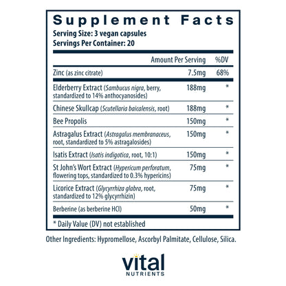 Vital Nutrients ViraCon | Vegan Immune Support with Zinc, Elderberry & Licorice Root | 60 Capsules