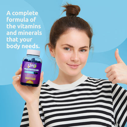 VIRC Blue Raspberry Multivitamin Gummies – Plant-Based, Low-Sugar Vegan Dietary Supplement (60 Gummies)