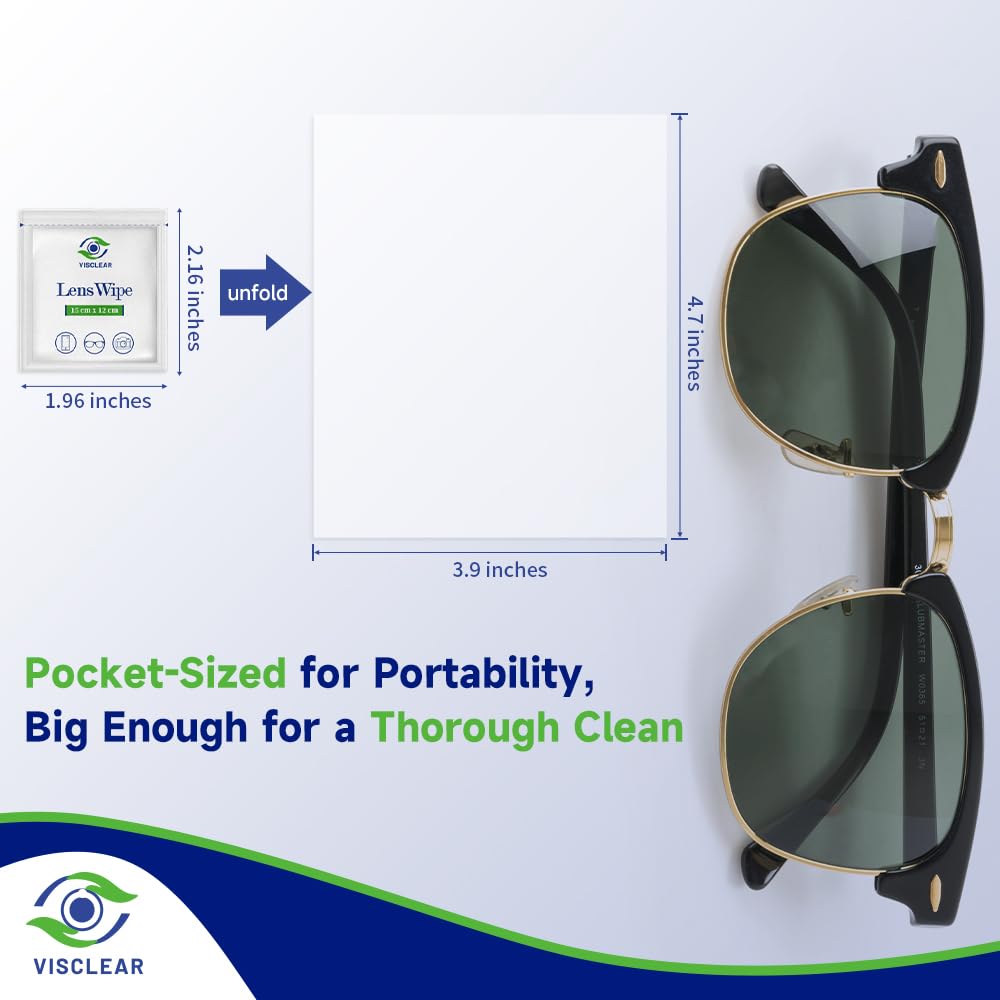 VisClear Lens Wipes for Eyeglasses – 200 Count, Extra Moist, Scratch-Free