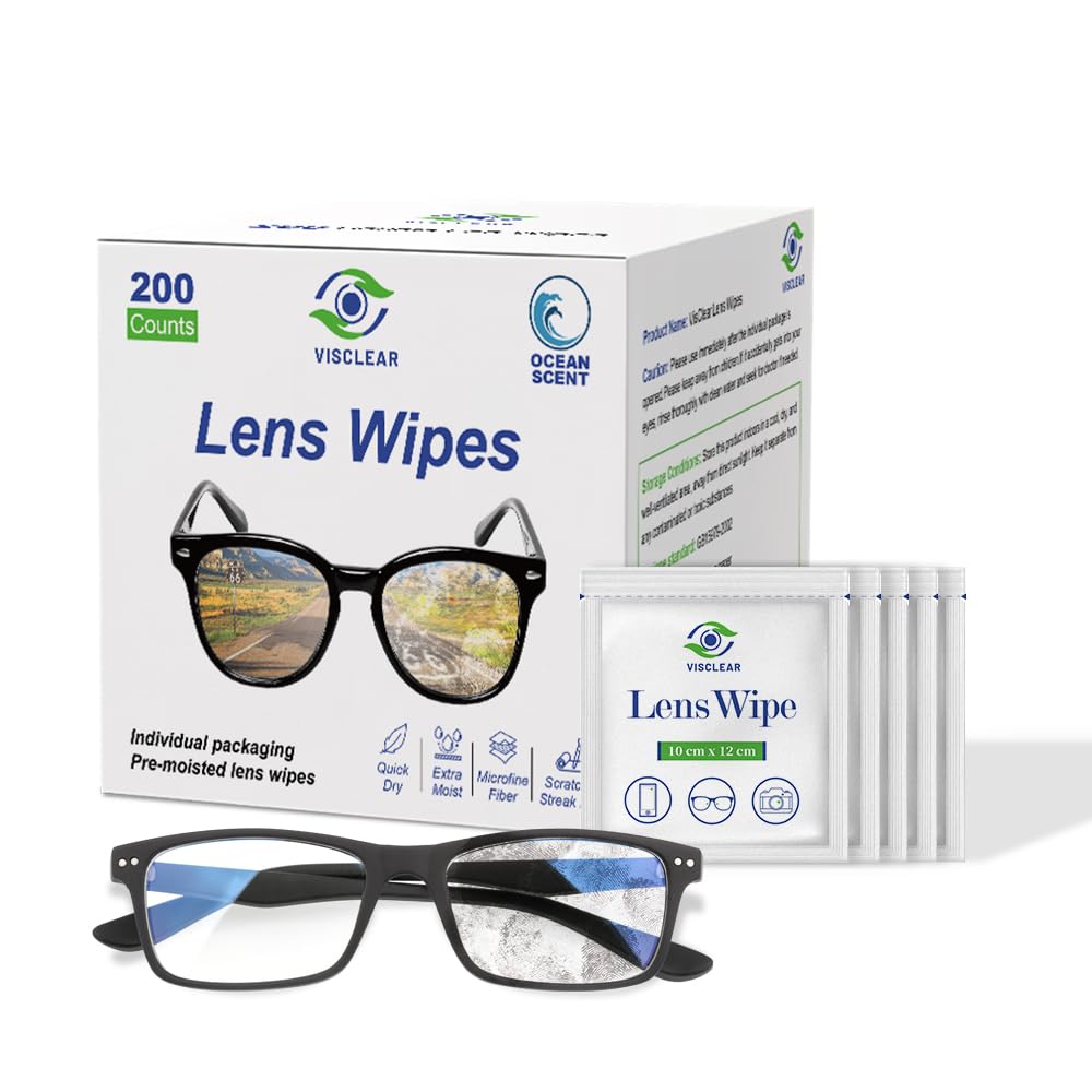 VisClear Lens Wipes for Eyeglasses – 200 Count, Extra Moist, Scratch-Free