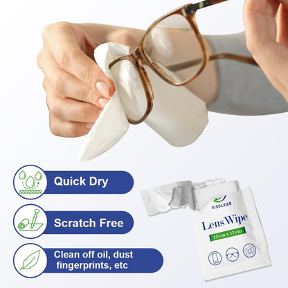 VisClear Eyeglass Cleaner Wipes – 200 Count, Ocean Scent, Scratch-Free & Safe for Prescription Lenses
