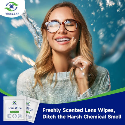 VisClear Eyeglasses Cleaner Wipes – 100 Count, Streak-Free & Safe for Prescription Lenses