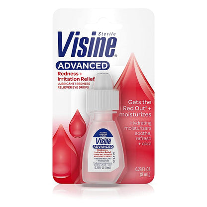 Visine Advanced Relief Redness Reliever Eye Drops, 0.28 oz | Compact Redness-Relief for Eyes