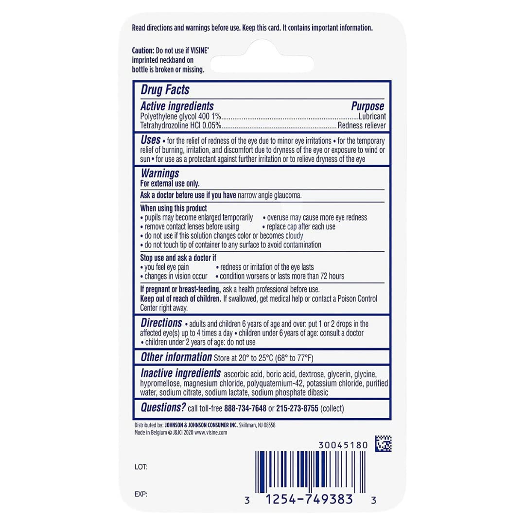 Visine Advanced Relief Redness Reliever Eye Drops, 0.28 oz | Compact Redness-Relief for Eyes