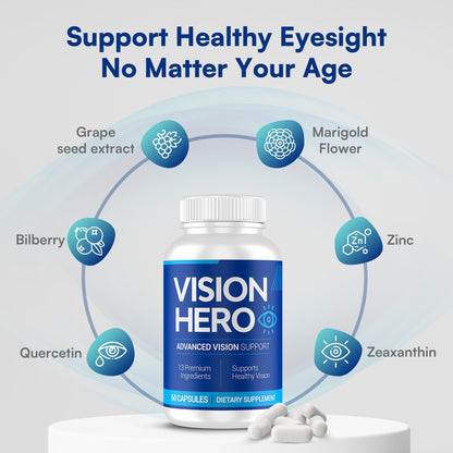 Vision Hero Advanced Vision Support - Eye Health Supplements for Adults (Pack of 2) | 60 Capsules