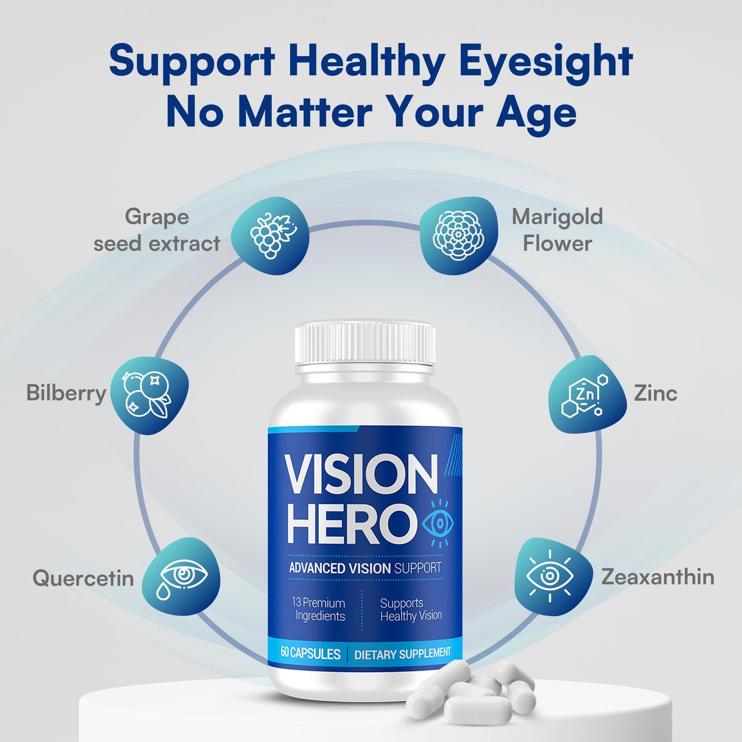 Vision Hero Advanced Vision Support – Eye Health Supplements for Adults (60 Capsules)