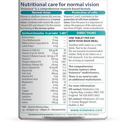 Vitabiotics Visionace Original – Nutritional Multivitamin for Normal Vision | Vitamins A, B2 & Zinc – 30 Tablets