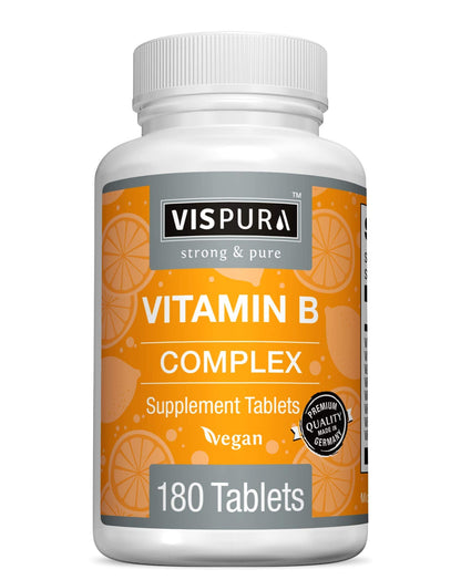 VISPURA Vitamin B-Complex – 180 Vegan Tablets | All B Vitamins