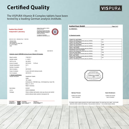 VISPURA Vitamin B-Complex – 180 Vegan Tablets | All B Vitamins