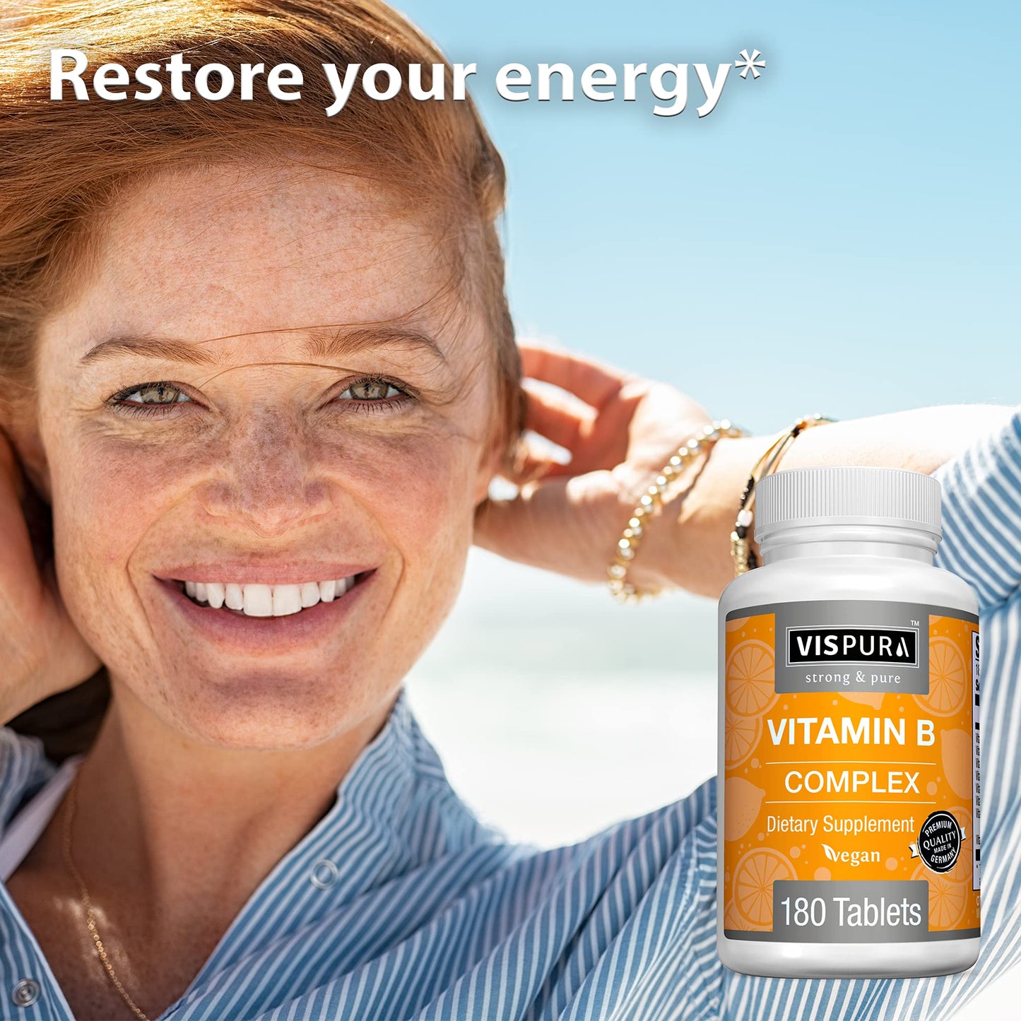 VISPURA Vitamin B-Complex – 180 Vegan Tablets | All B Vitamins