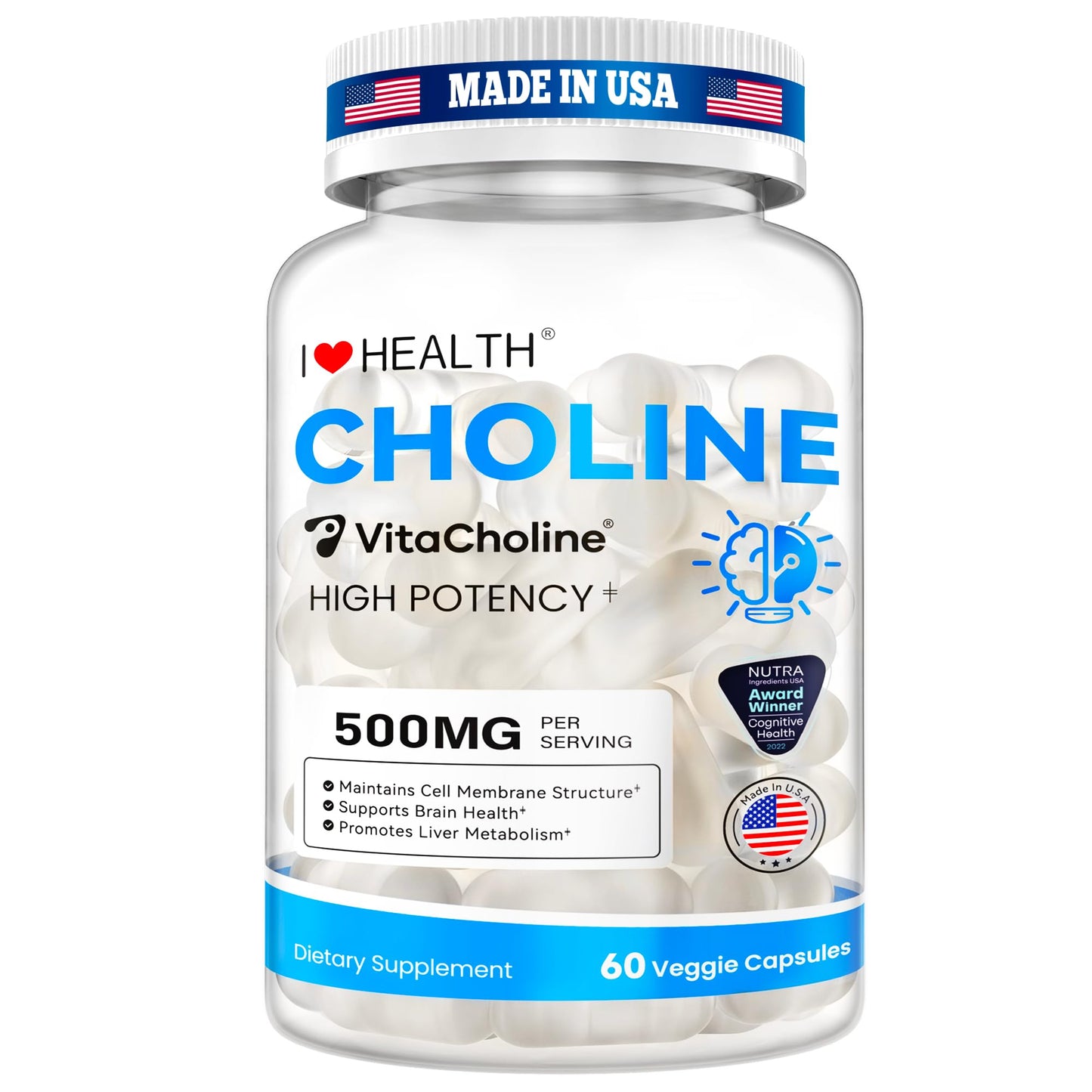 Award Winner VitaCholine 500mg – Liquid Choline for Pregnancy & Baby Brain Health – Made in USA