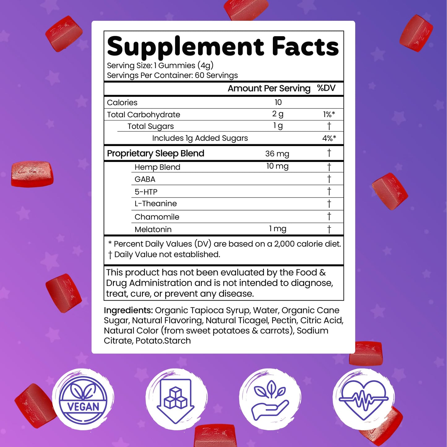 VitaDreamz Melatonin Gummies for Sleep - Natural Sleep Aid, 30 Count