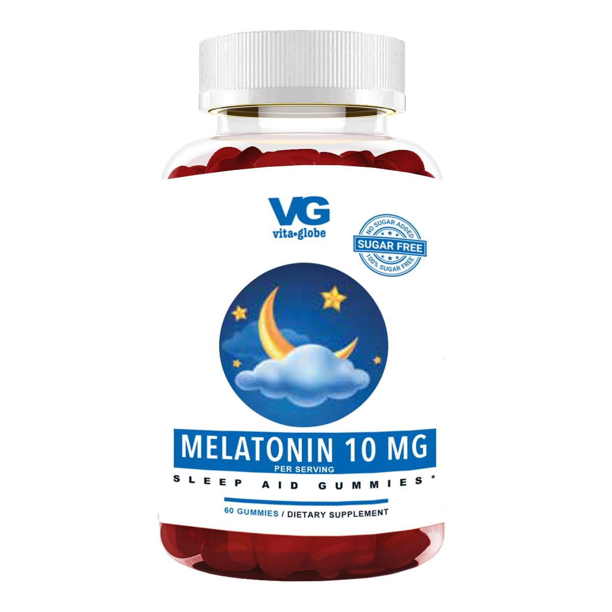 VITA GLOBE Melatonin 10mg Sleep Aid Gummies | Sugar-Free, Vegan, Non-GMO