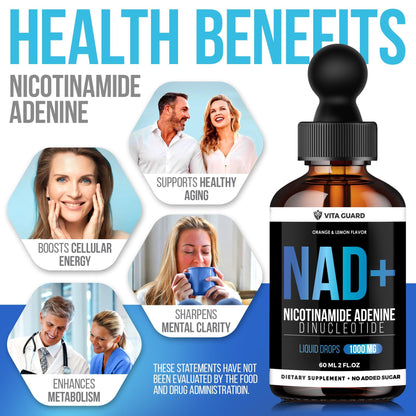 Vita Guard NAD+ Drops 1000mg – Lemon & Orange Flavor | Vegan, Non-GMO