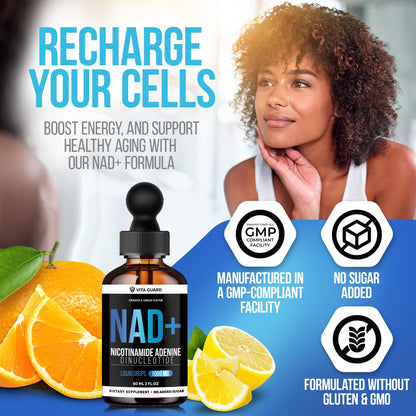 Vita Guard NAD+ Drops 1000mg – Lemon & Orange Flavor | Vegan, Non-GMO