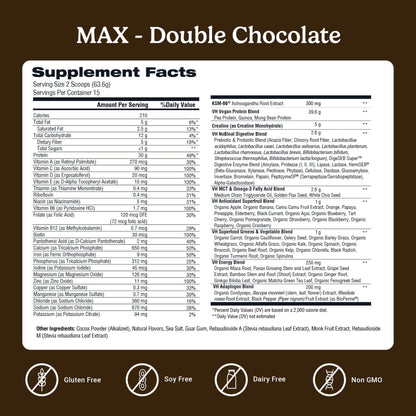 VitaHustle ONE Max Protein + Creatine – 30g Plant Protein, Double Chocolate