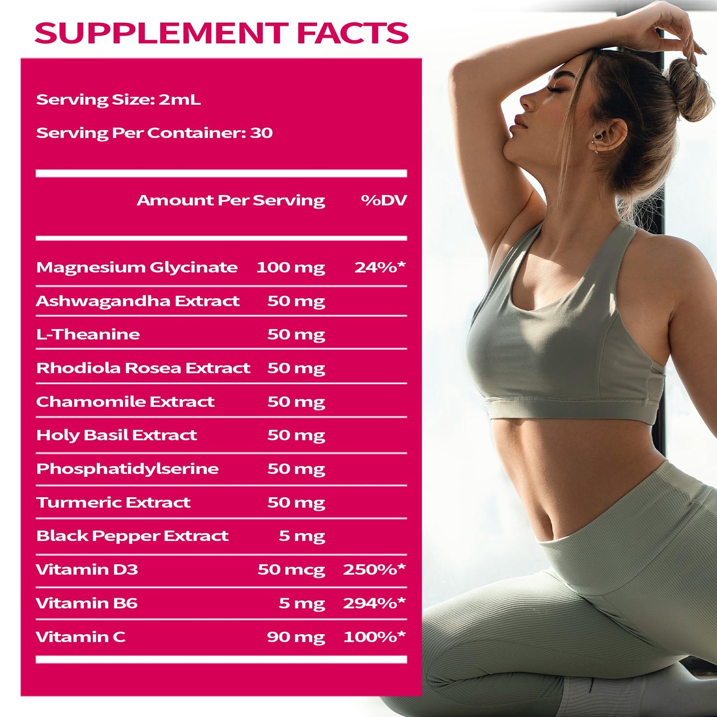 VitaLumina Cortisol Supplements for Women - 10 in 1 Liquid Drops with Ashwagandha, Magnesium & L-Theanine for Stress, Mood, Relaxation & Hormone Balance - 4 FL.OZ