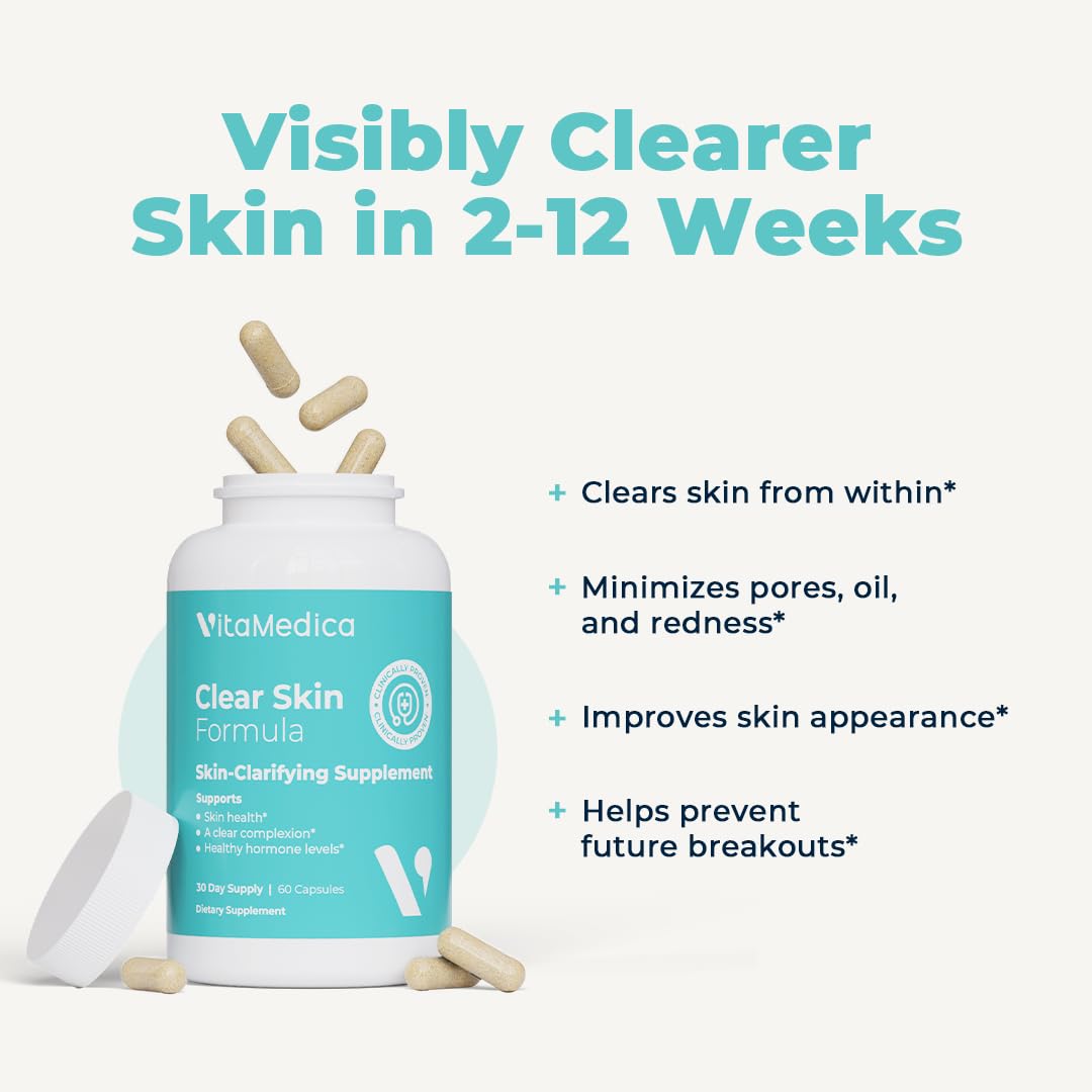 VitaMedica Clear Skin Vitamin Formula | Noncystic Acne Supplement for Clear Complexion | 60 Count