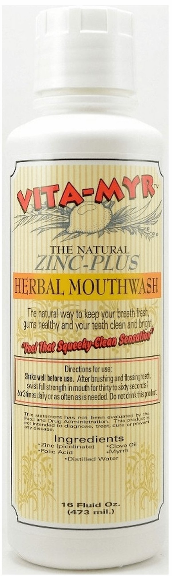 VITA-MYR Value Package 1: Zinc Plus Toothpaste & 16oz Mouthwash – Gluten Free & Vegan