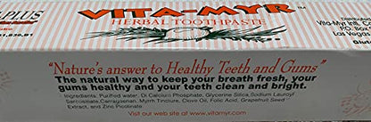 Vita-Myr Zinc+ Toothpaste 4 oz (Pack of 6) – Sugar Free, Fluoride Free, Made in USA