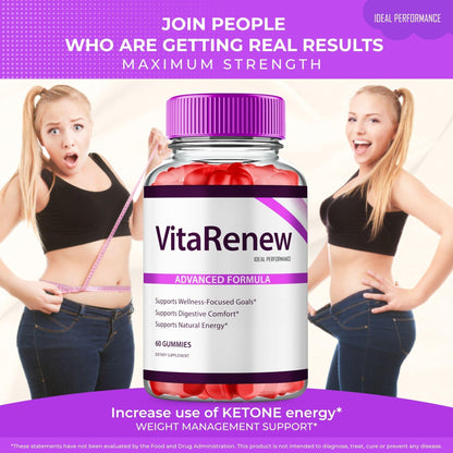 VitaRenew Advanced Gummies for Skin Health – Maximum Strength Keto+ACV Gummys | Vita Renew Reviews (1 Pack)