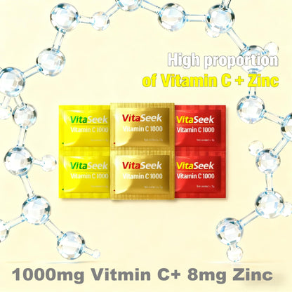 VitaSeek 1000mg Vitamin C Powder + Zinc – Immune Support, 60 Count (2-Month Supply), Variety Flavor