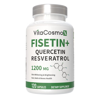 VitaCosmoX Fisetin Quercetin Resveratrol Supplement – 1,200 mg, 120 Veggie Capsules | Non-GMO & Gluten Free