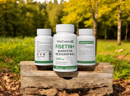 VitaCosmoX Fisetin Quercetin Resveratrol Supplement – 1,200 mg, 120 Veggie Capsules | Non-GMO & Gluten Free