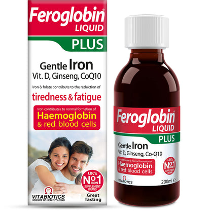 Vitabiotics Feroglobin 200ml Plus Liquid – Iron Supplement with Co-Q10