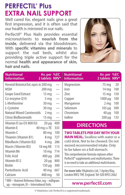 Vitabiotics Perfectil Plus Nails Extra Support – 60 Tablets | Nails, Skin & Hair